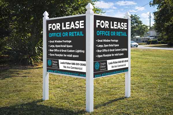 4x4 Douglas Elliman sign mounted with Arrow post kit